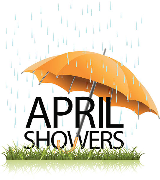 An umbrella over the words "April Showers."